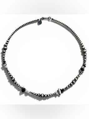 Native American Desert Pearl & White Buffalo Turquoise Necklace Sterling Silver